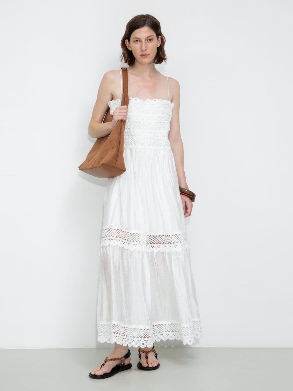 Crochet Lace Panelled Maxi Cami Dress – CUBIC