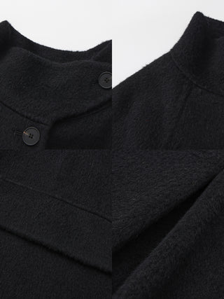 Wool Blend Stand-Collar Mid-Length Coat