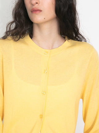 100% Wool Knit Cardigan with Crew Neck
