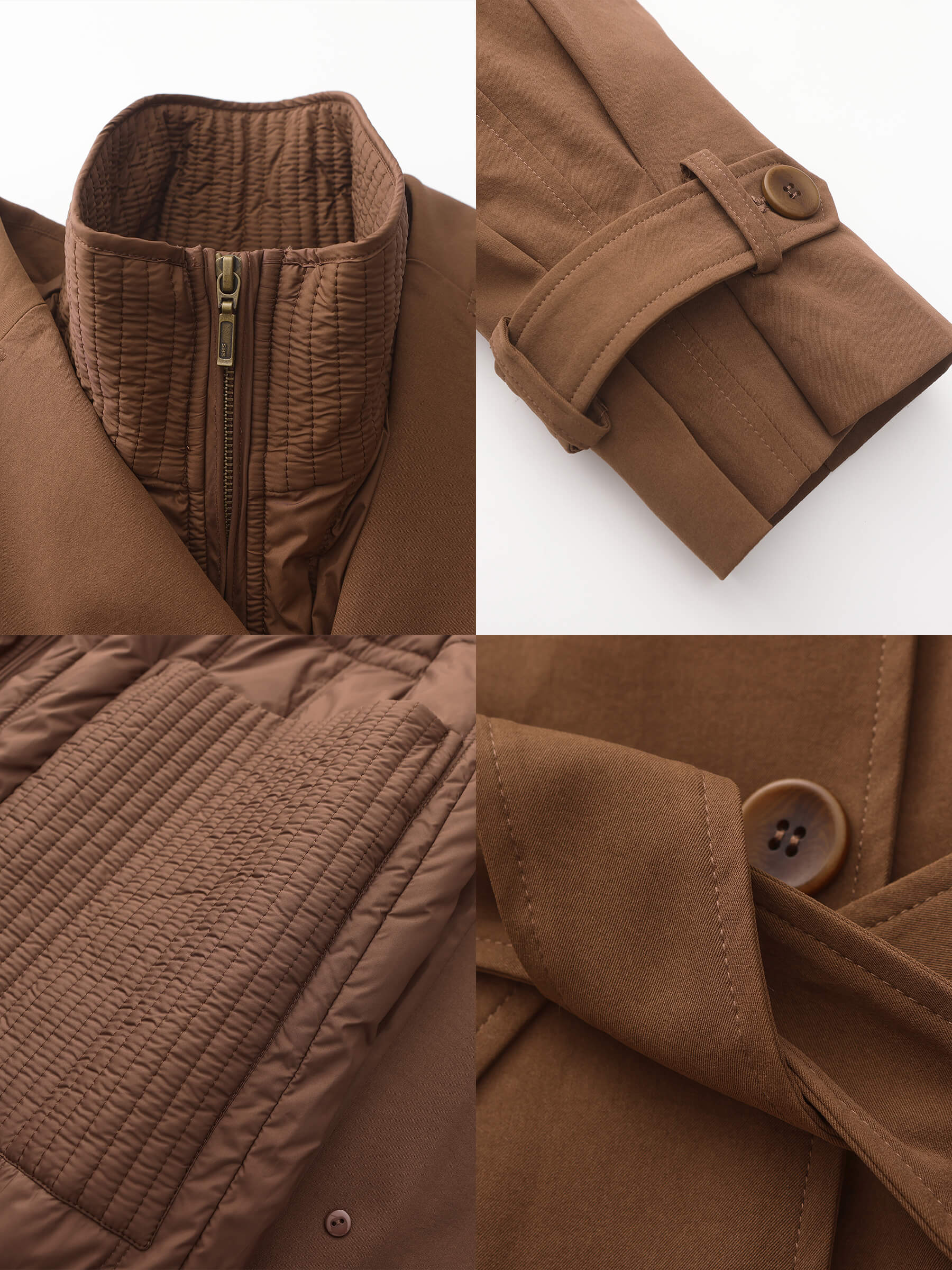 ONE BY CUBIC Double-Layer Long Trench Coat Style Down Coat-10