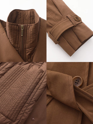 ONE BY CUBIC Double-Layer Long Trench Coat Style Down Coat