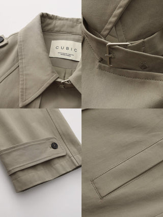 100% Cotton Oversized Mid-Length Raglan Sleeve Trench Coat