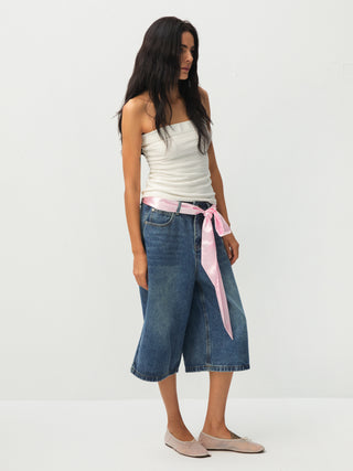 CUBIC Apple Print Satin Skinny Scarf