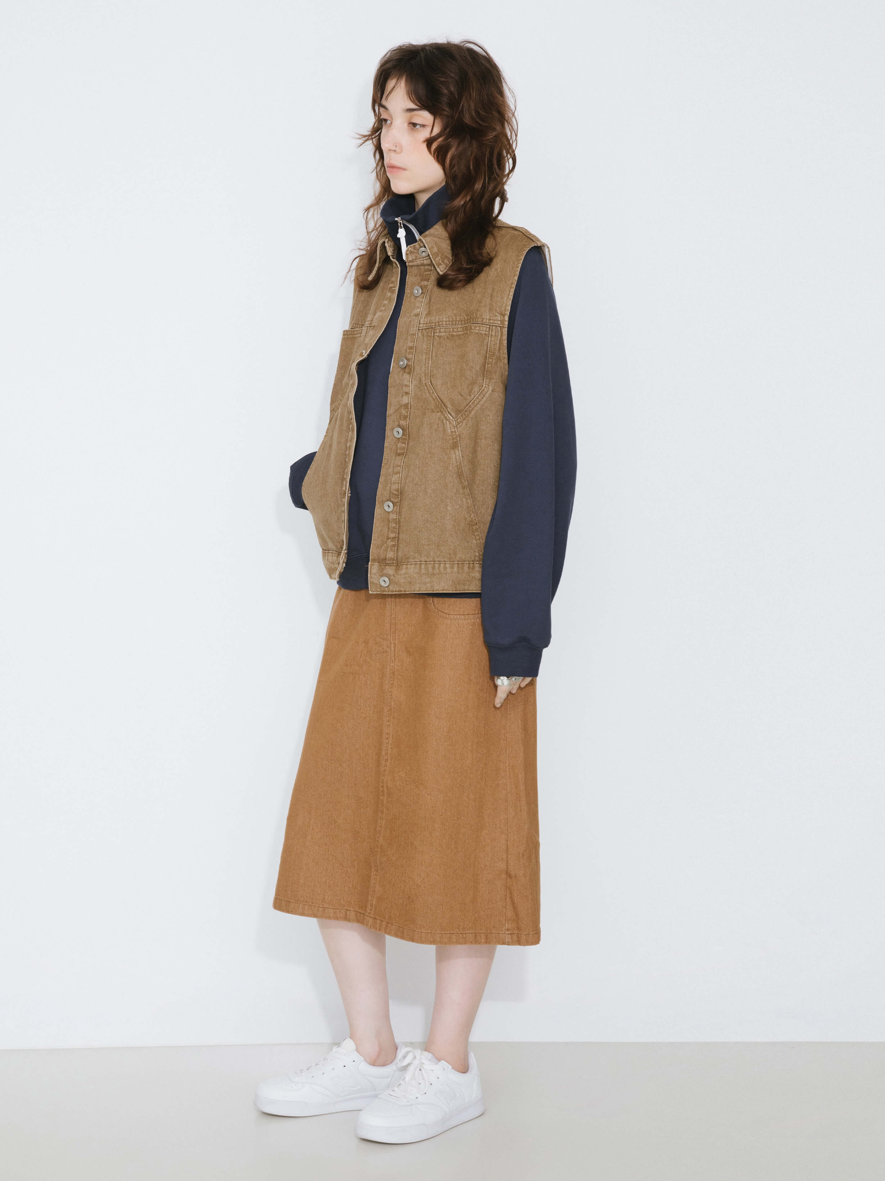 Denim Elasticated Maxi Skirt-11