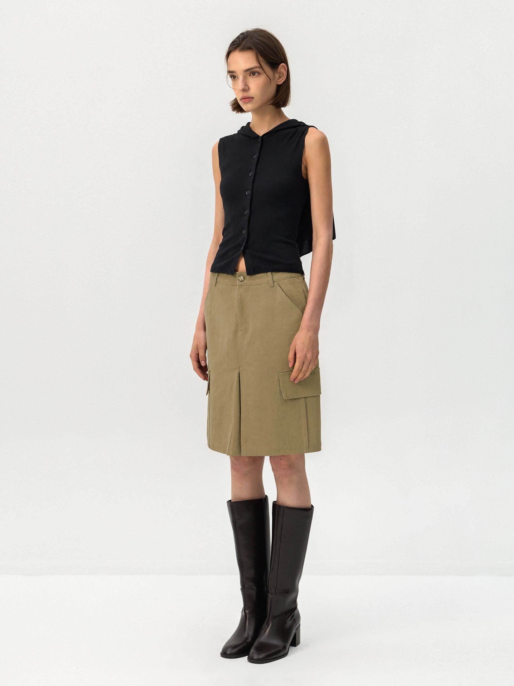 CUBIC Cape-Style Button Front Top-10