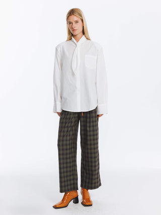 Wide Leg Tartan Casual Trousers