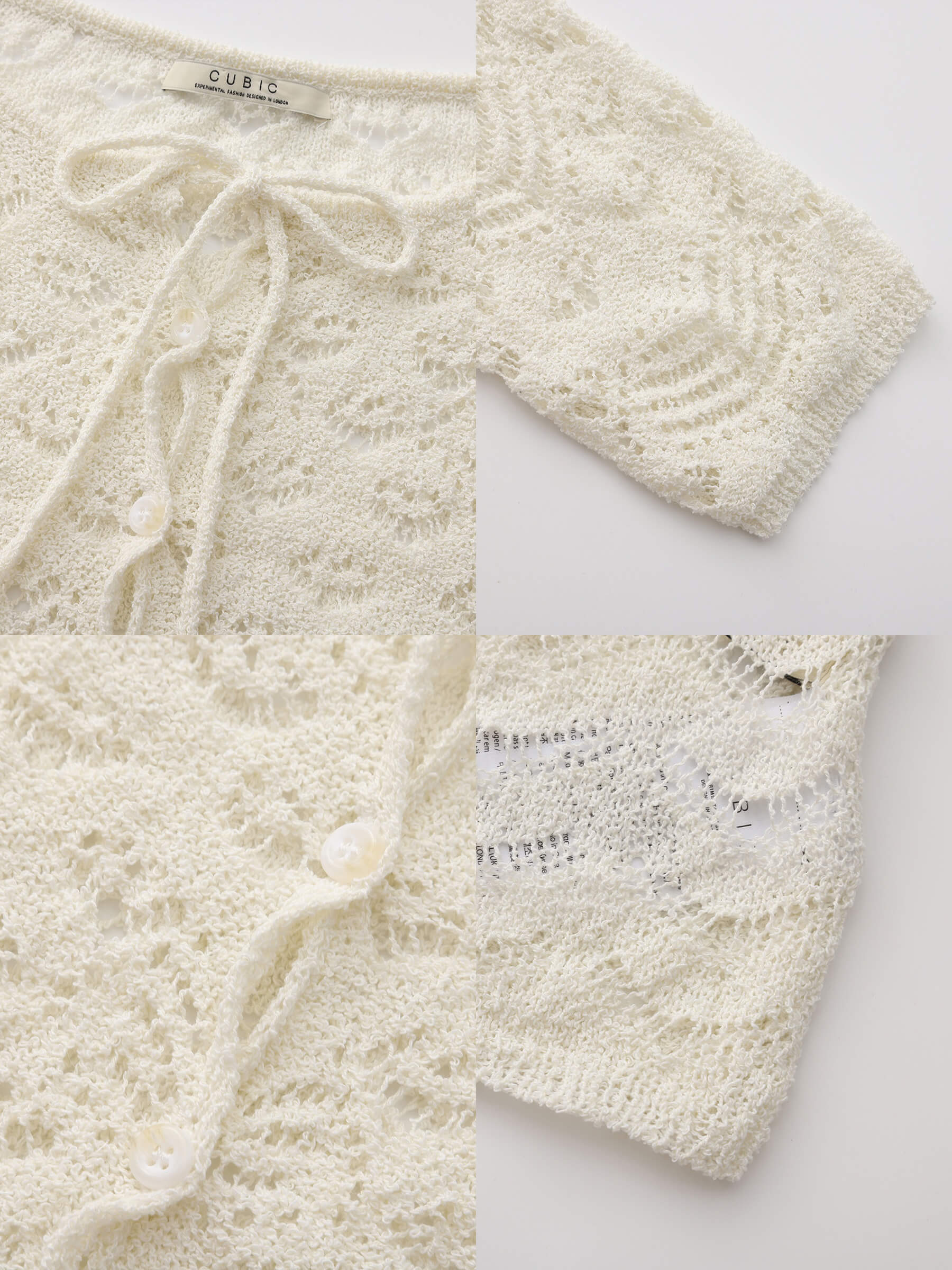 Tie Hollow-Out Knit Long Sleeve Cardigan-10