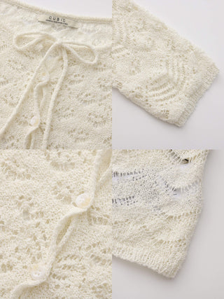 Tie Hollow-Out Knit Long Sleeve Cardigan