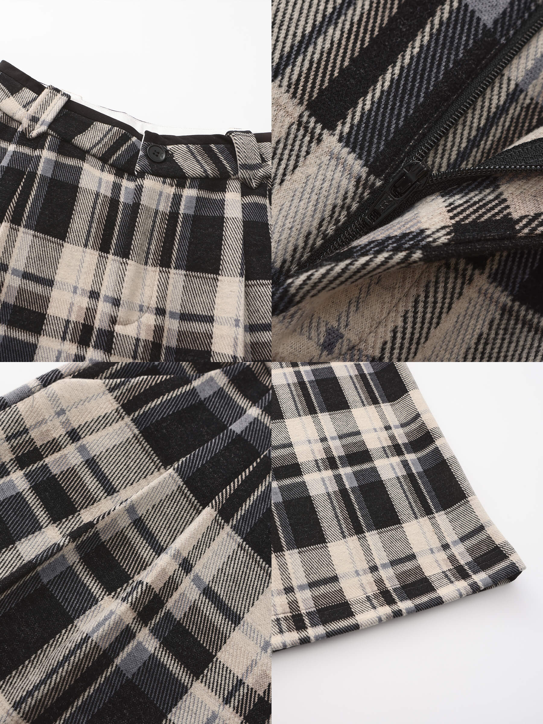 Black Checked Straight Trousers-11