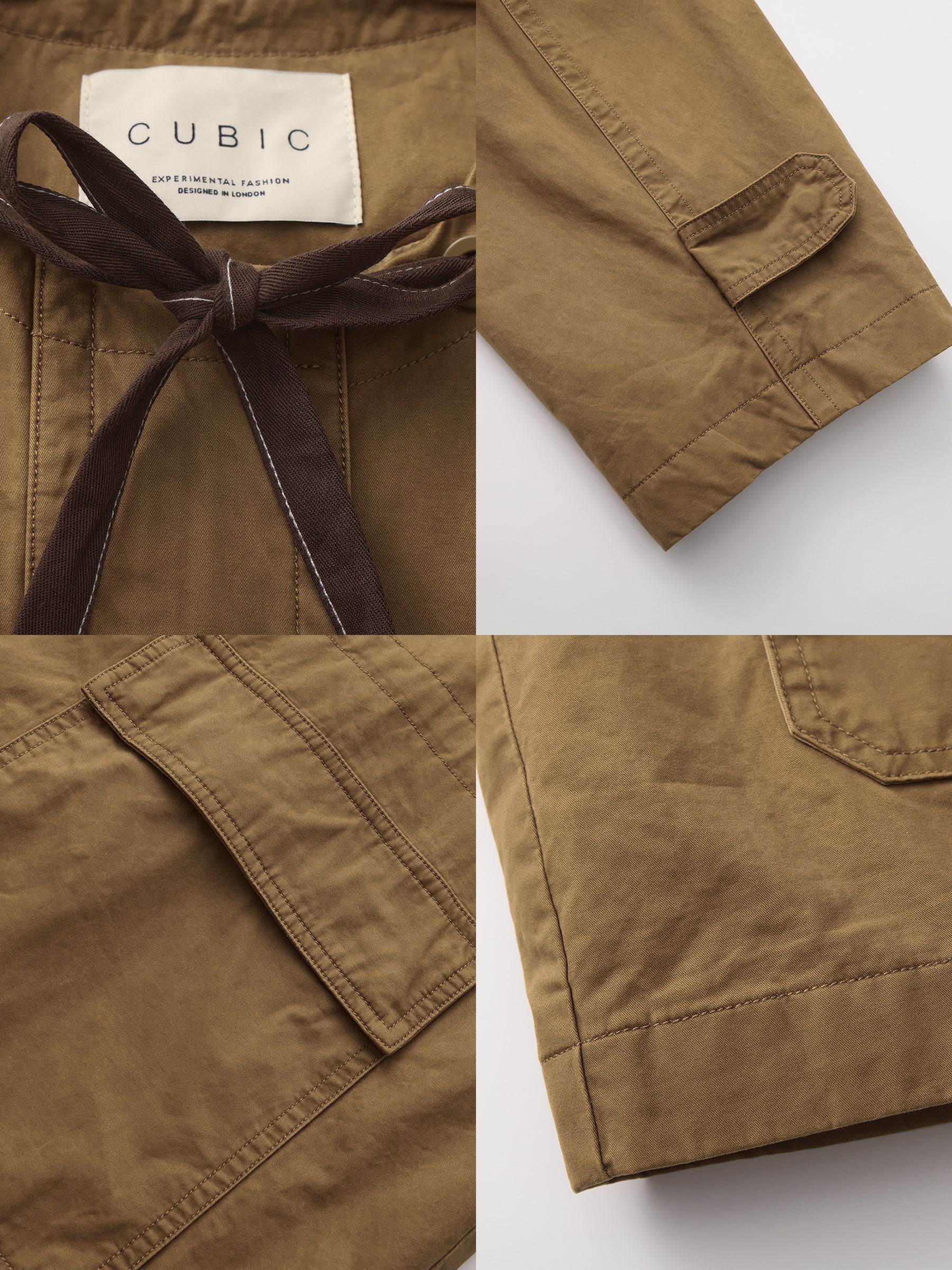 Drawstring Crewneck Mid-Length Trench Coat-9