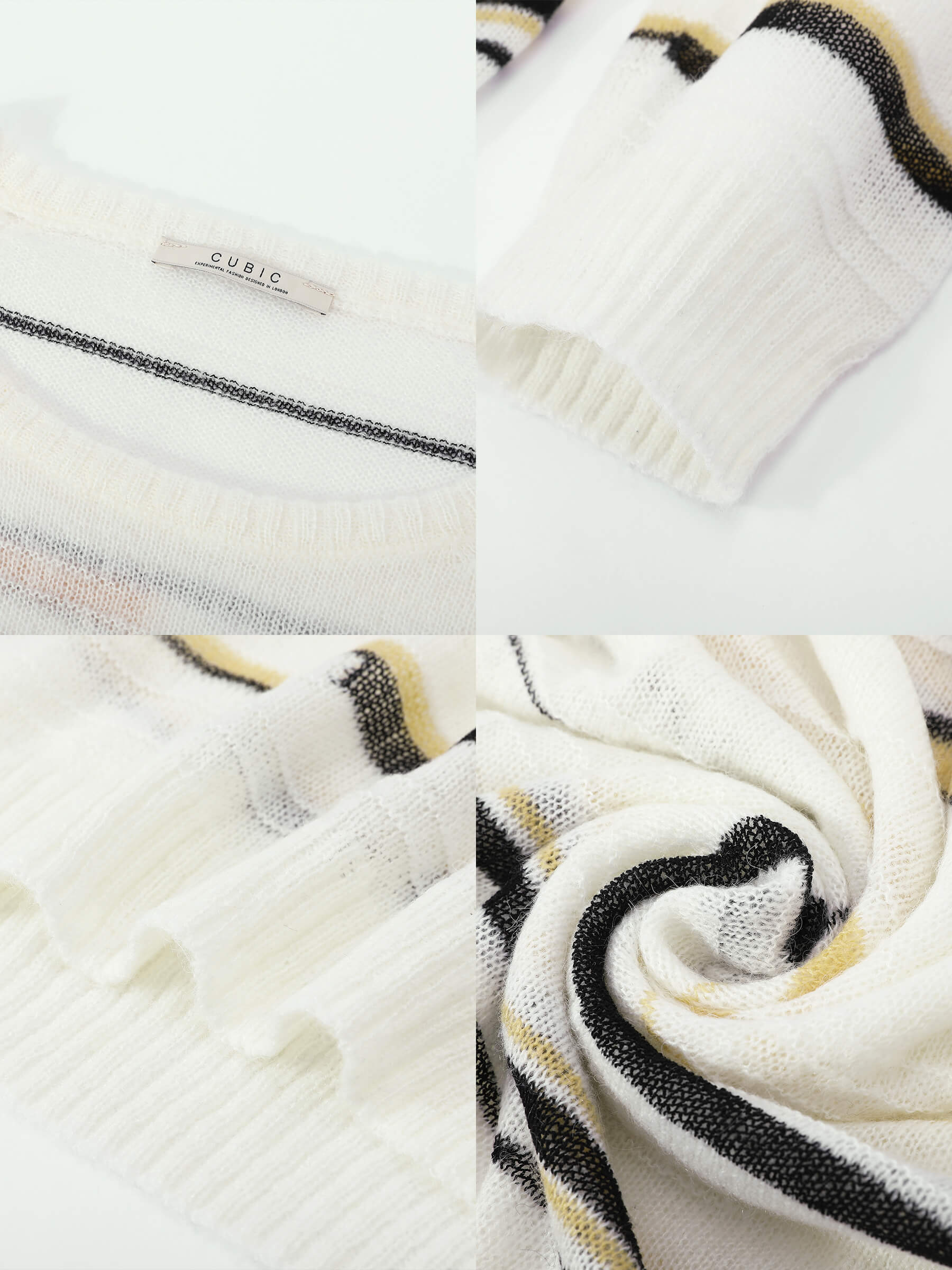 Striped Knit Long Sleeve Top with Wool Blend-10