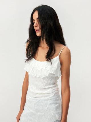 CUBIC Textured Ruffle Neck Lace Strap Camisole