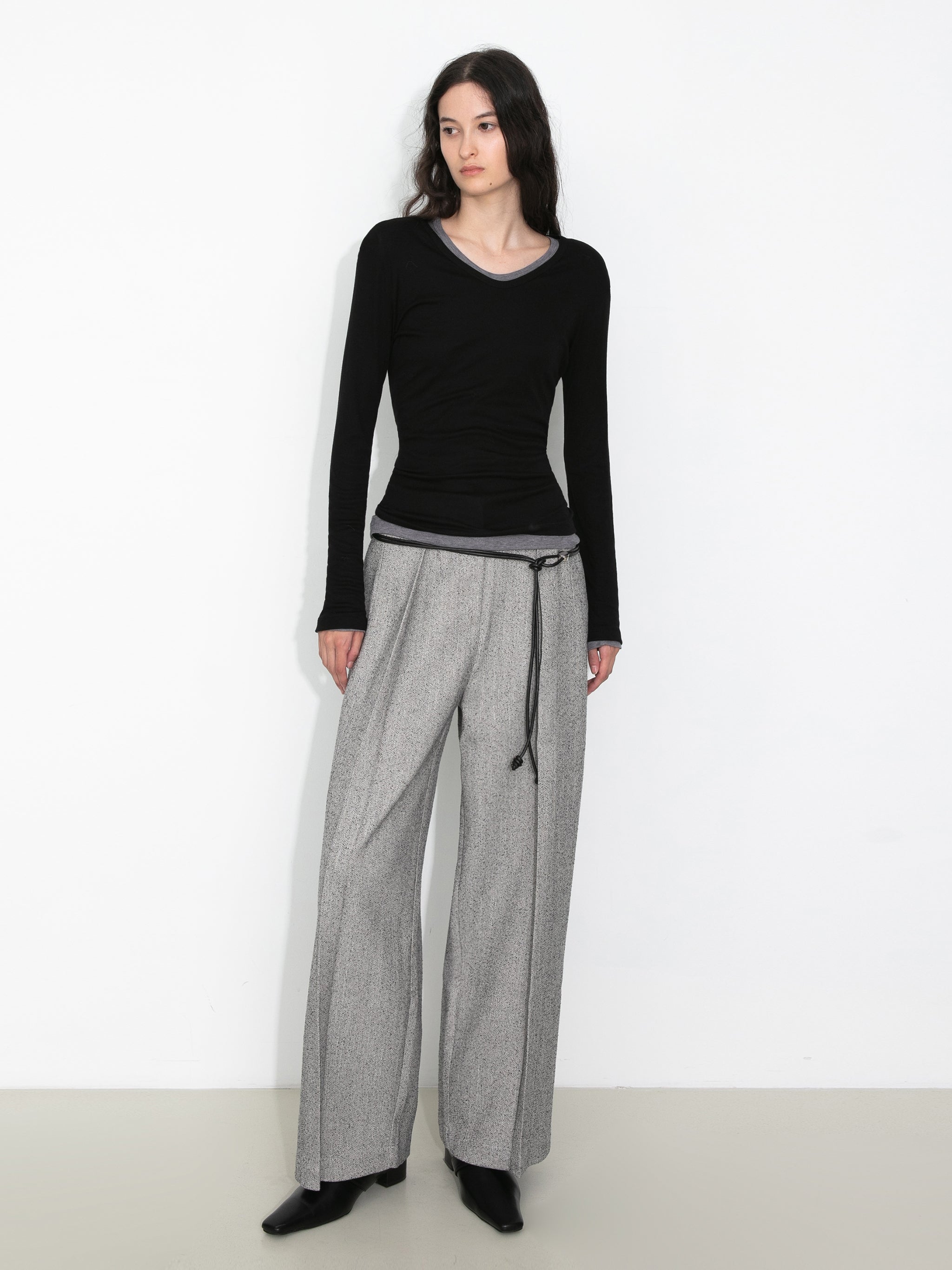 Draped Pleated Wide-Leg Pants-10