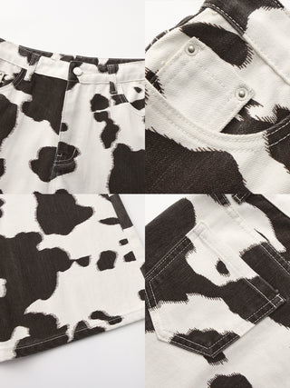 Cow Print Wide-Leg Trousers