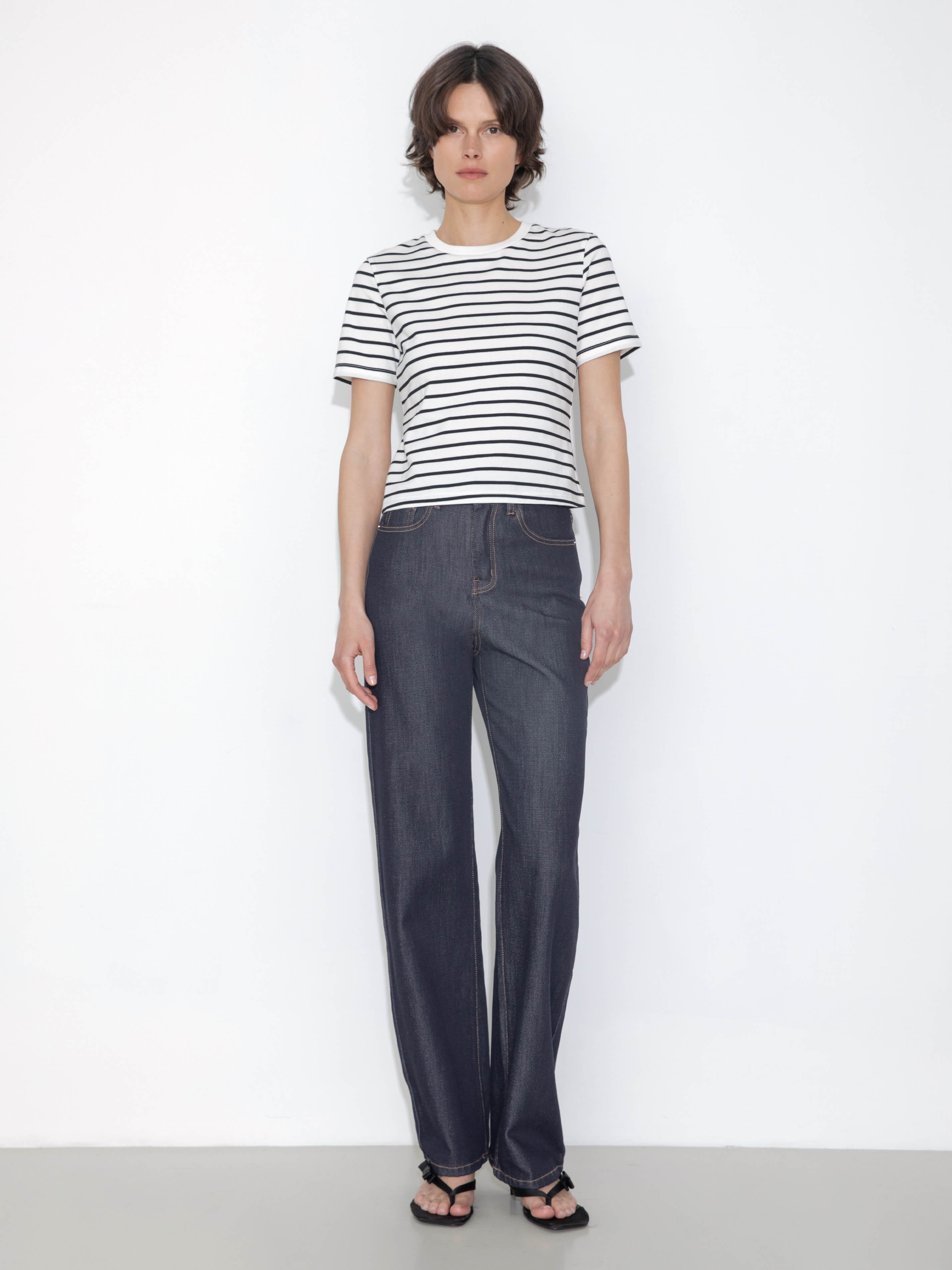 C by CUBIC Striped Basic Cotton T-Shirt-11