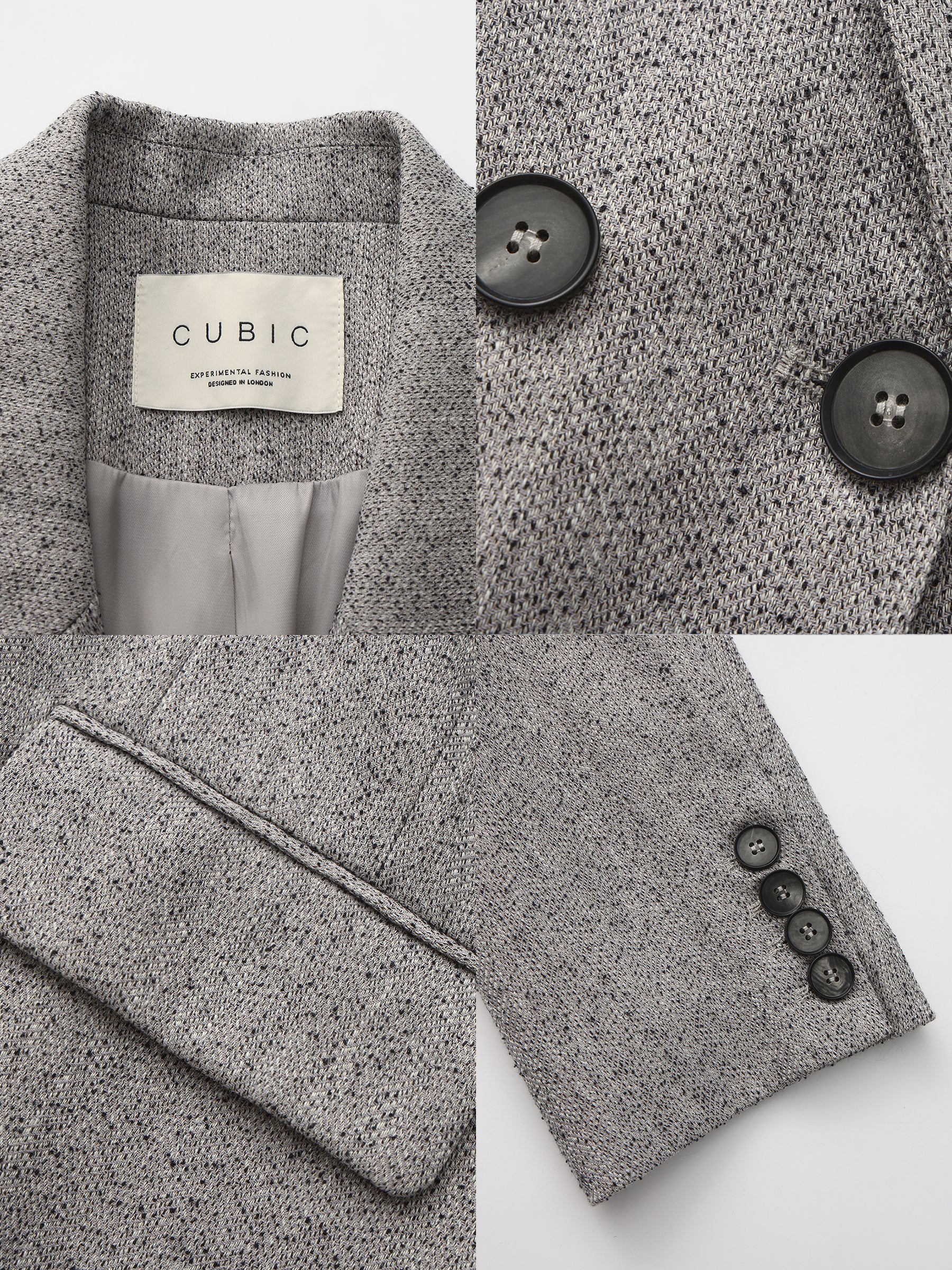 Textured Tweed Double-Breasted Boxy Blazer-9