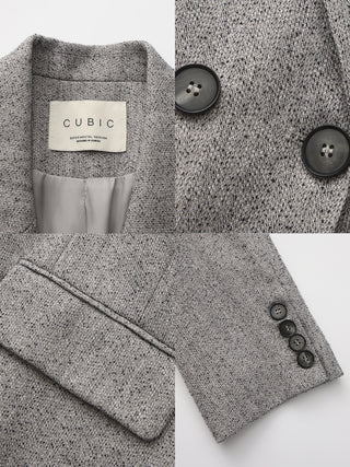 Textured Tweed Double-Breasted Boxy Blazer