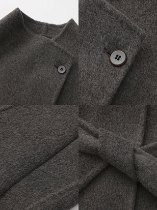 Loose-Fit Wool-Blend Stand-Collar A-Line Coat