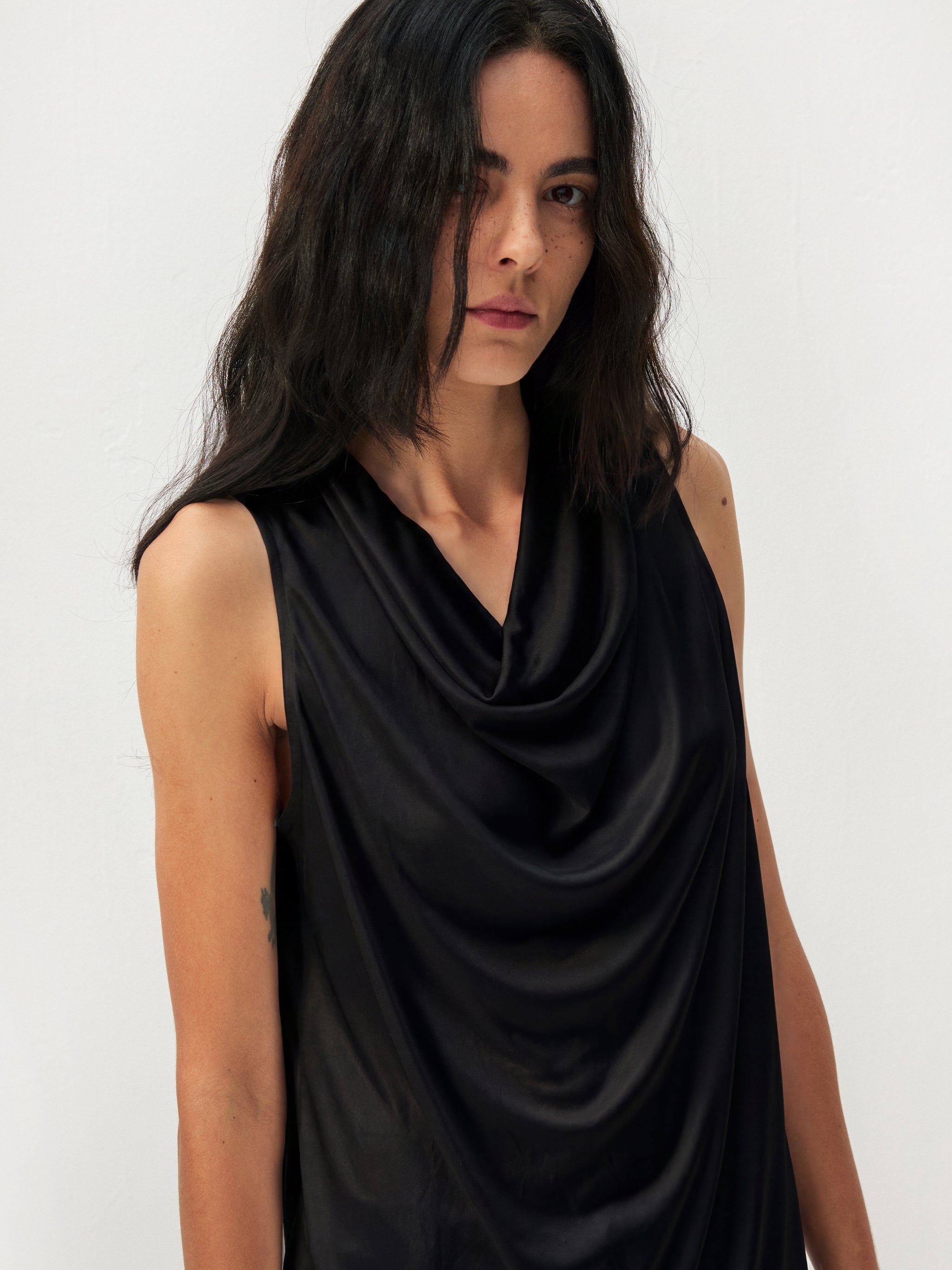 CUBIC Acetate Solid Cowl Neck Sleeveless Top-10