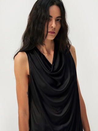 CUBIC Acetate Solid Cowl Neck Sleeveless Top