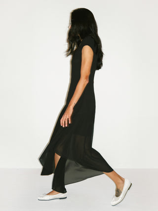 CUBIC Abstract Print Asymmetrical Chiffon Midi Dress