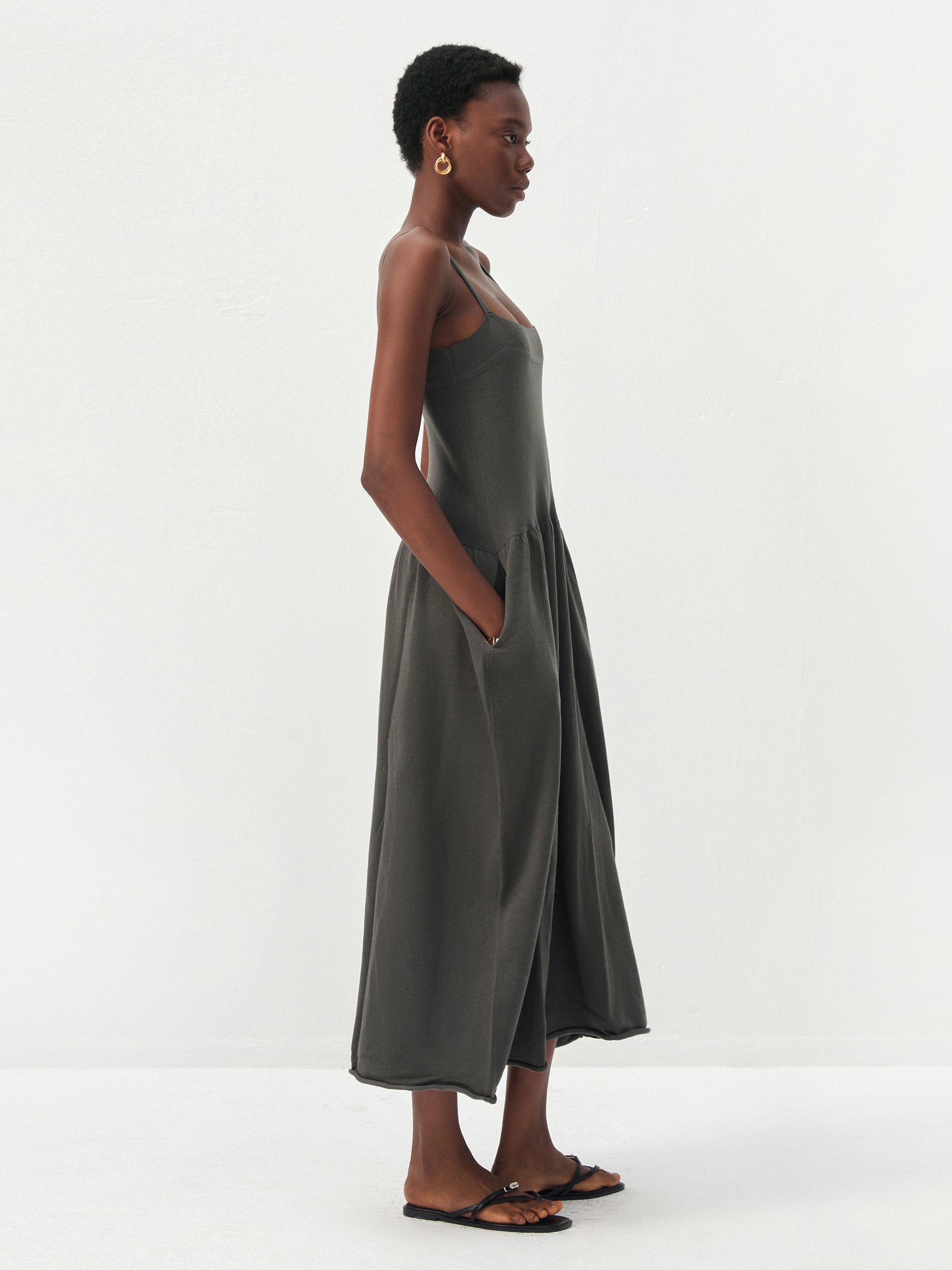 CUBIC Lyocell-Wool Blend Drop-Waist Midi Dress-10