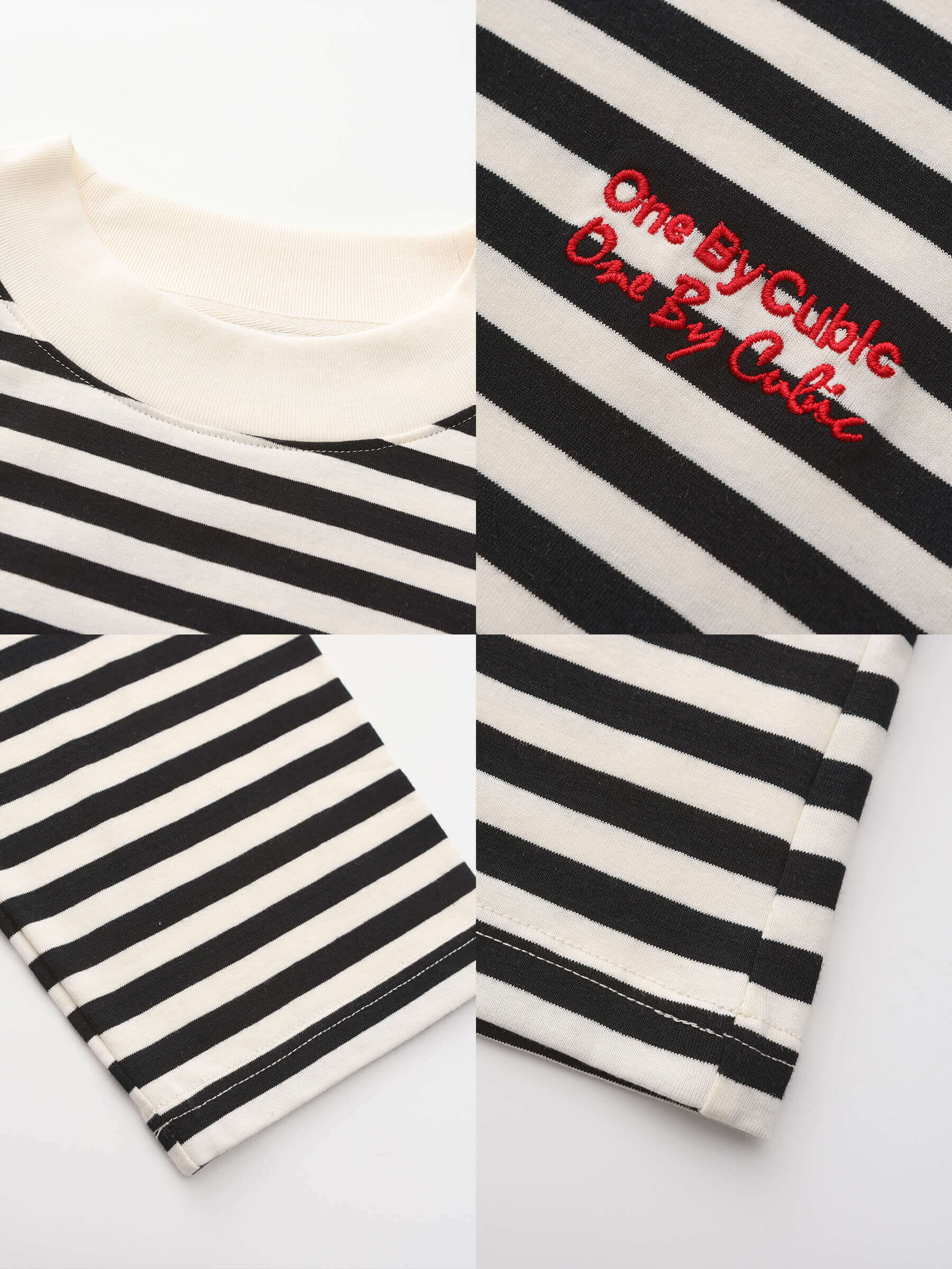 ONE BY CUBIC Stripped Mock Neck 100% Cotton Knitted Jumper-11