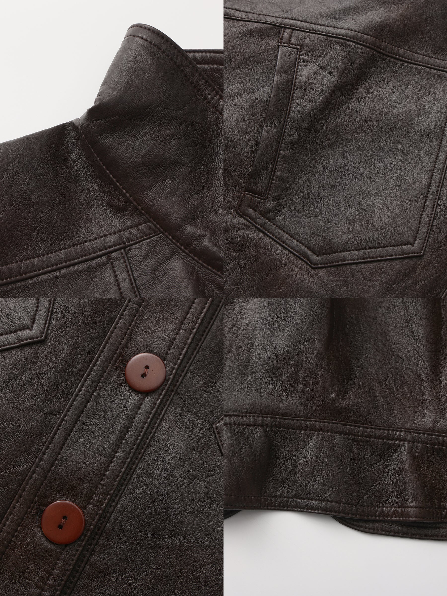 Curved Sleeve Faux Leather Jacket-9