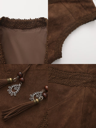 Faux Suede Panelled Vest Top
