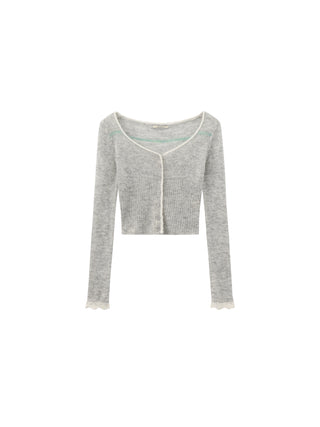 CUBIC Contrast Wool Blend Lace Cardigan