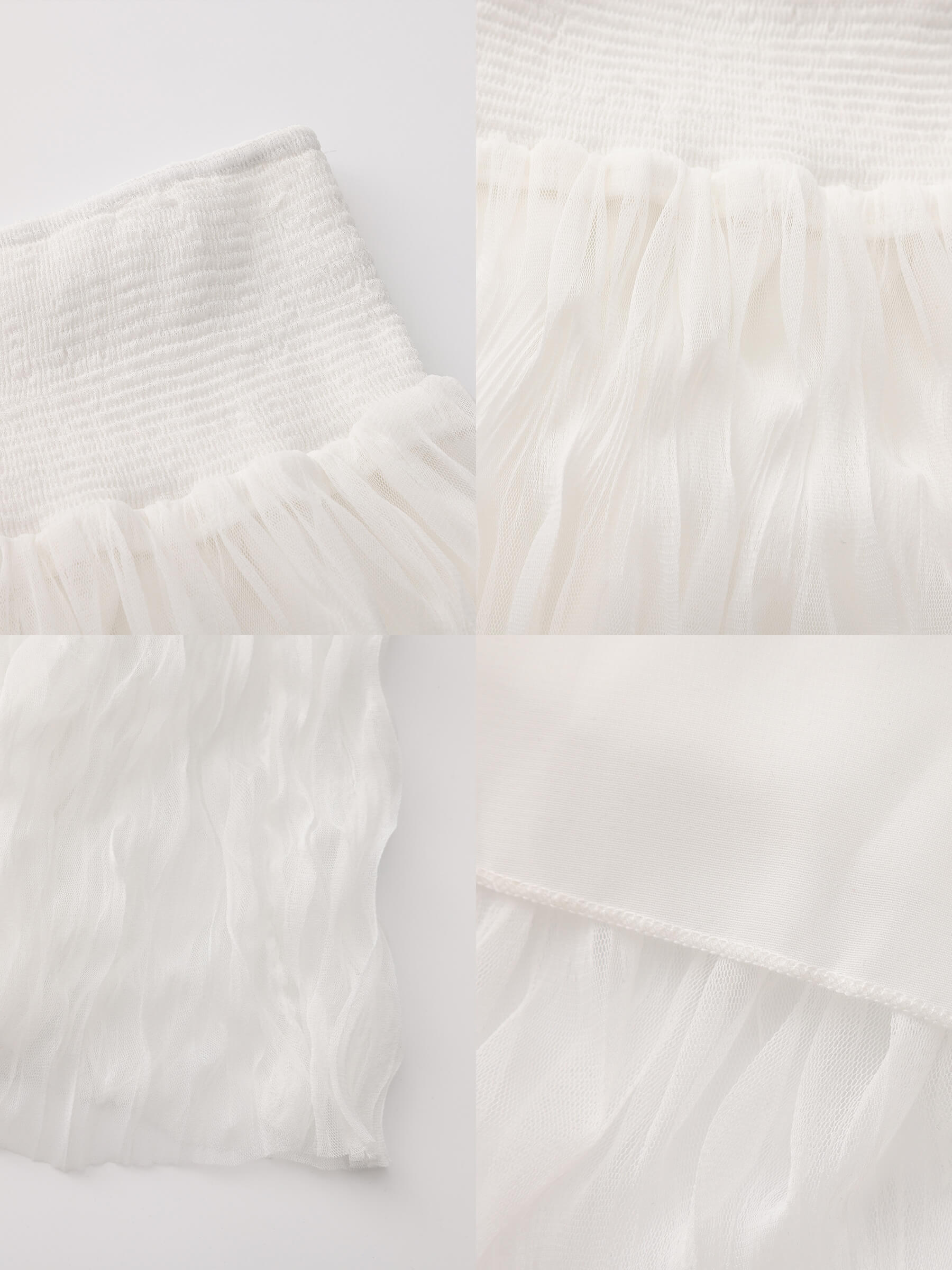 White Wavy Draped Midi Skirt-9