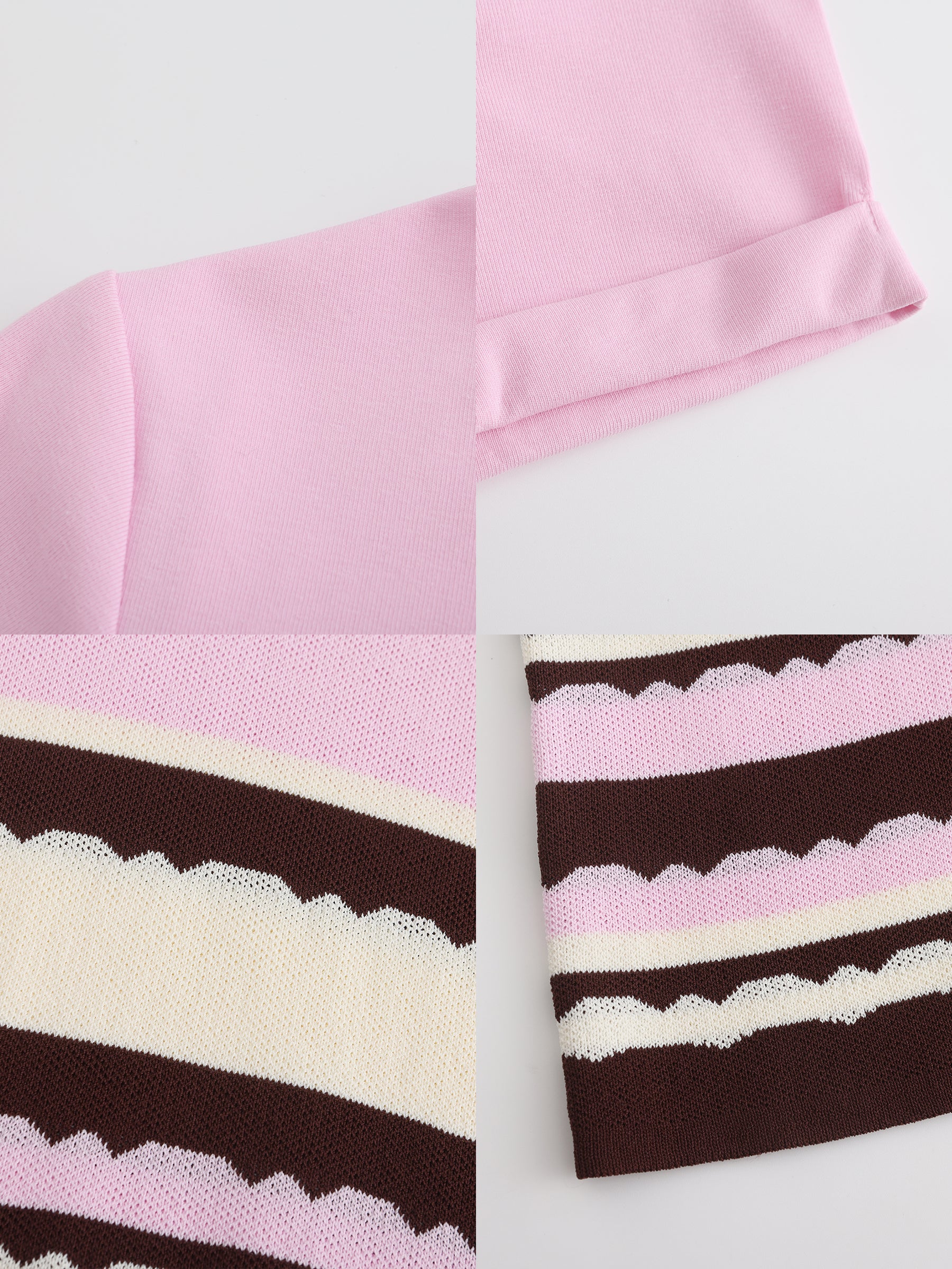 Round Neck Striped Color Block Knitted T-shirt-10