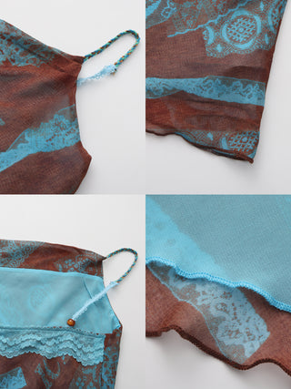 Print Satin Cowl Neck Cami Top
