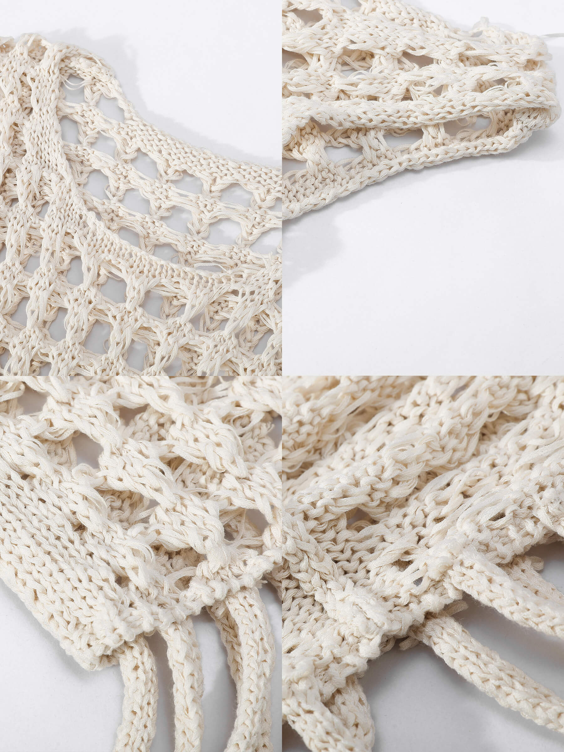 Fringed Open Knit Vest-10