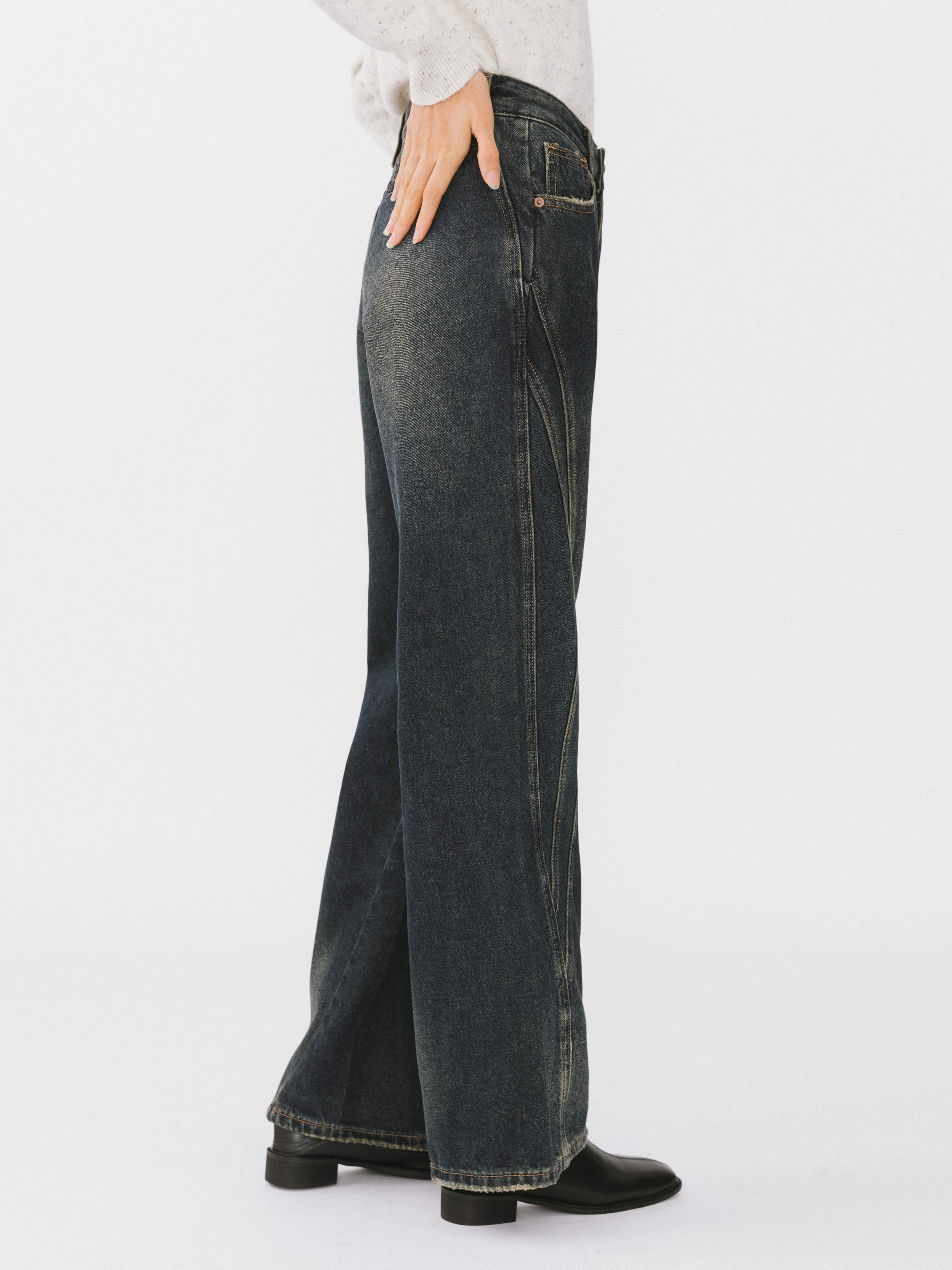 Vintage Style Straight leg Denim Jeans-10