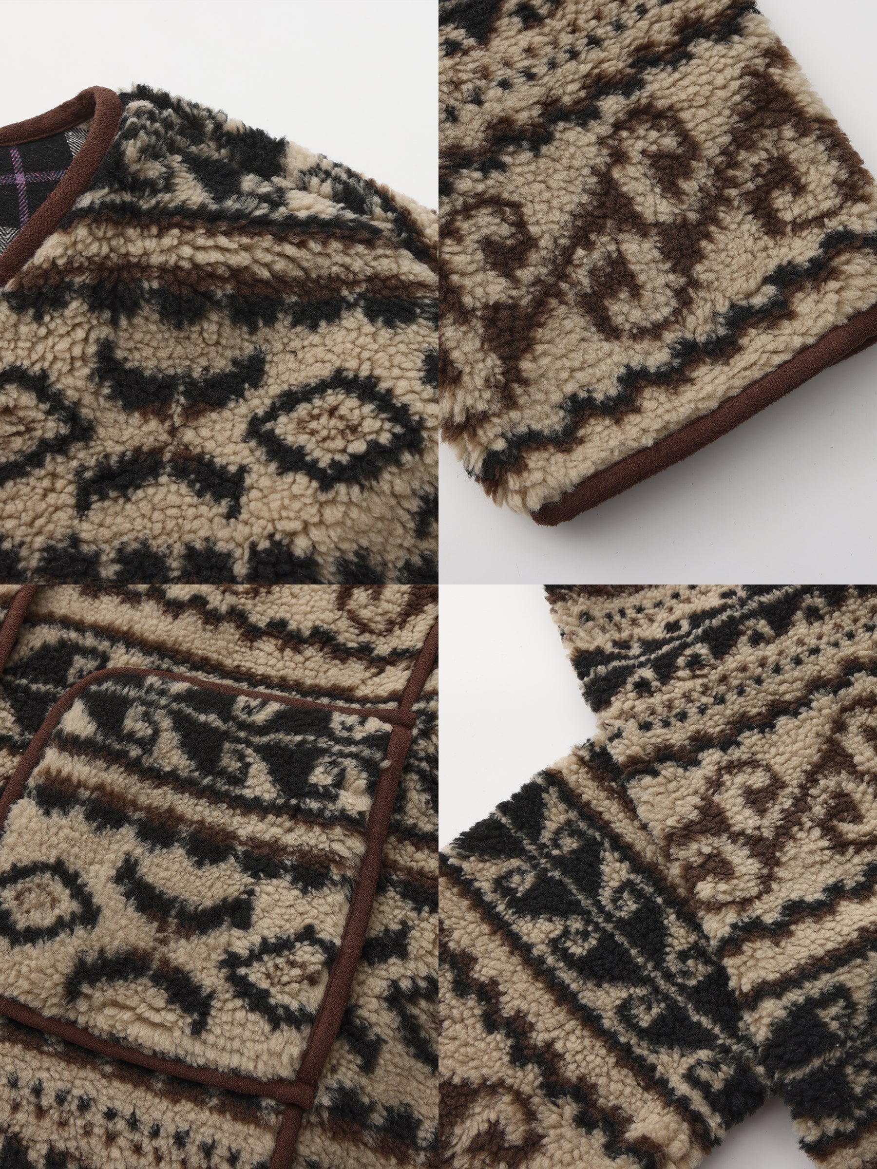 Paisley Faux Shearling Padded Jacket-9