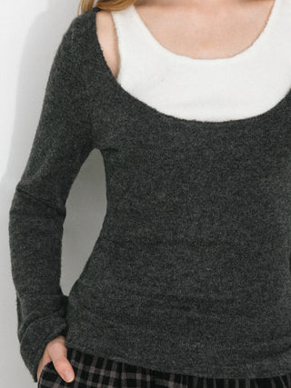 Classic Boat Neck Faux-Layer Top