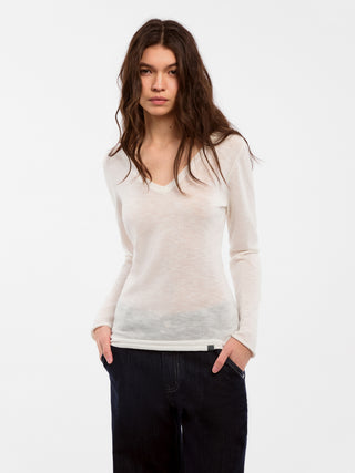CUBIC Tencel Linen Blend V-Neck Knit Sweater