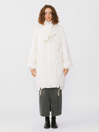 Long Duck Down Coat With Scarf