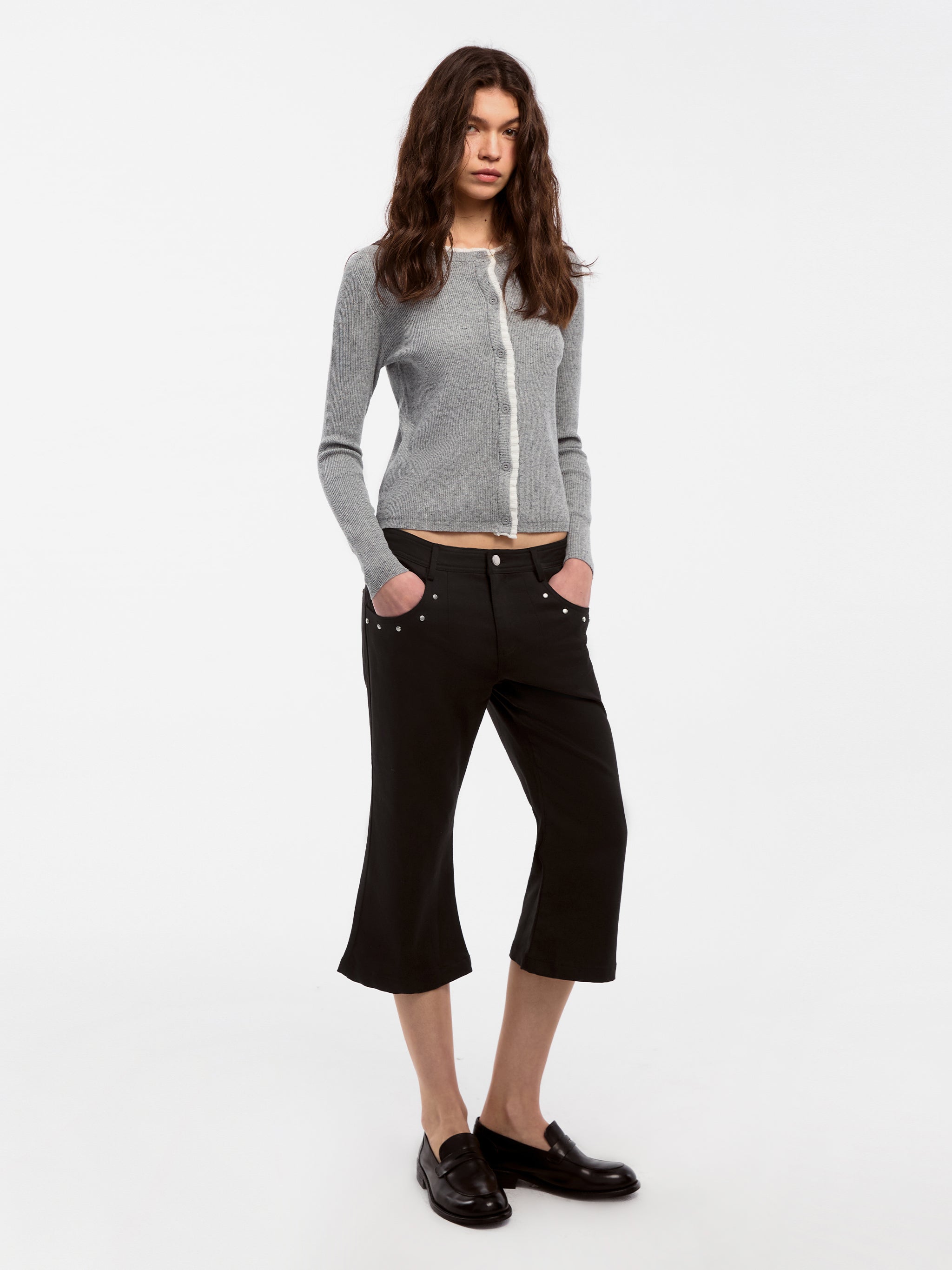 CUBIC Lace-trimmed Linen Knit Cardigan-10