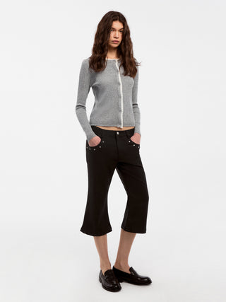CUBIC Lace-trimmed Linen Knit Cardigan