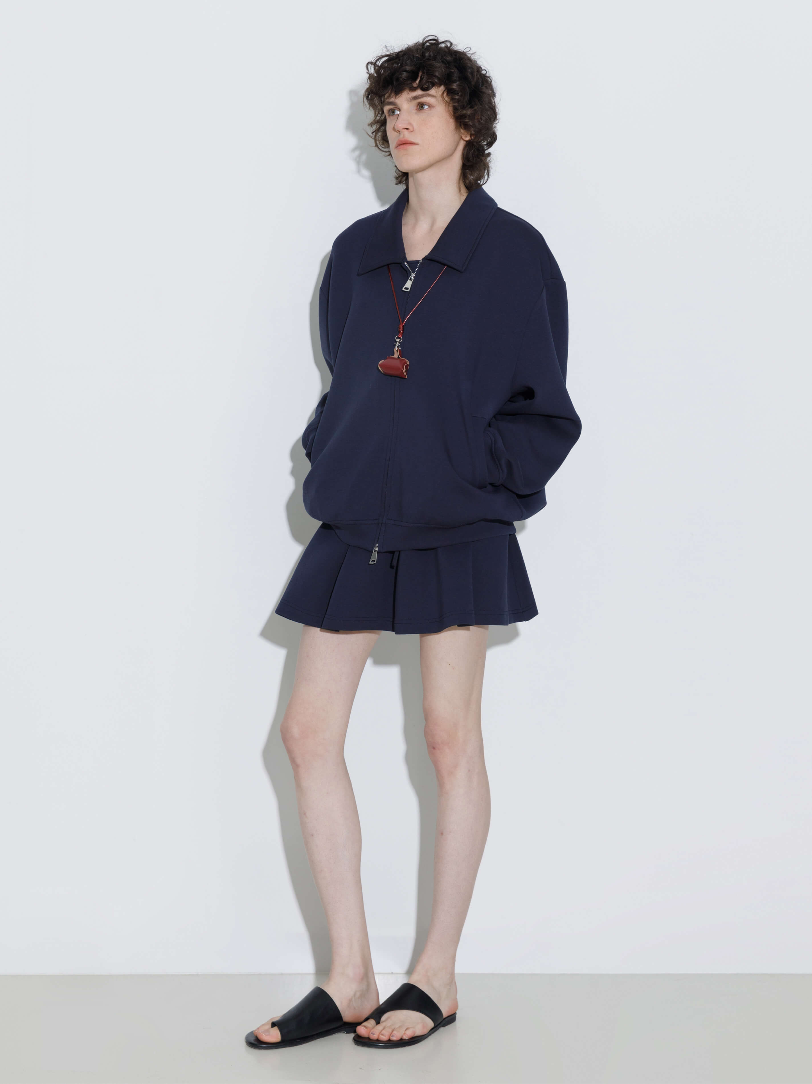 Drawstring Waist A-line Sweat Skirt-8