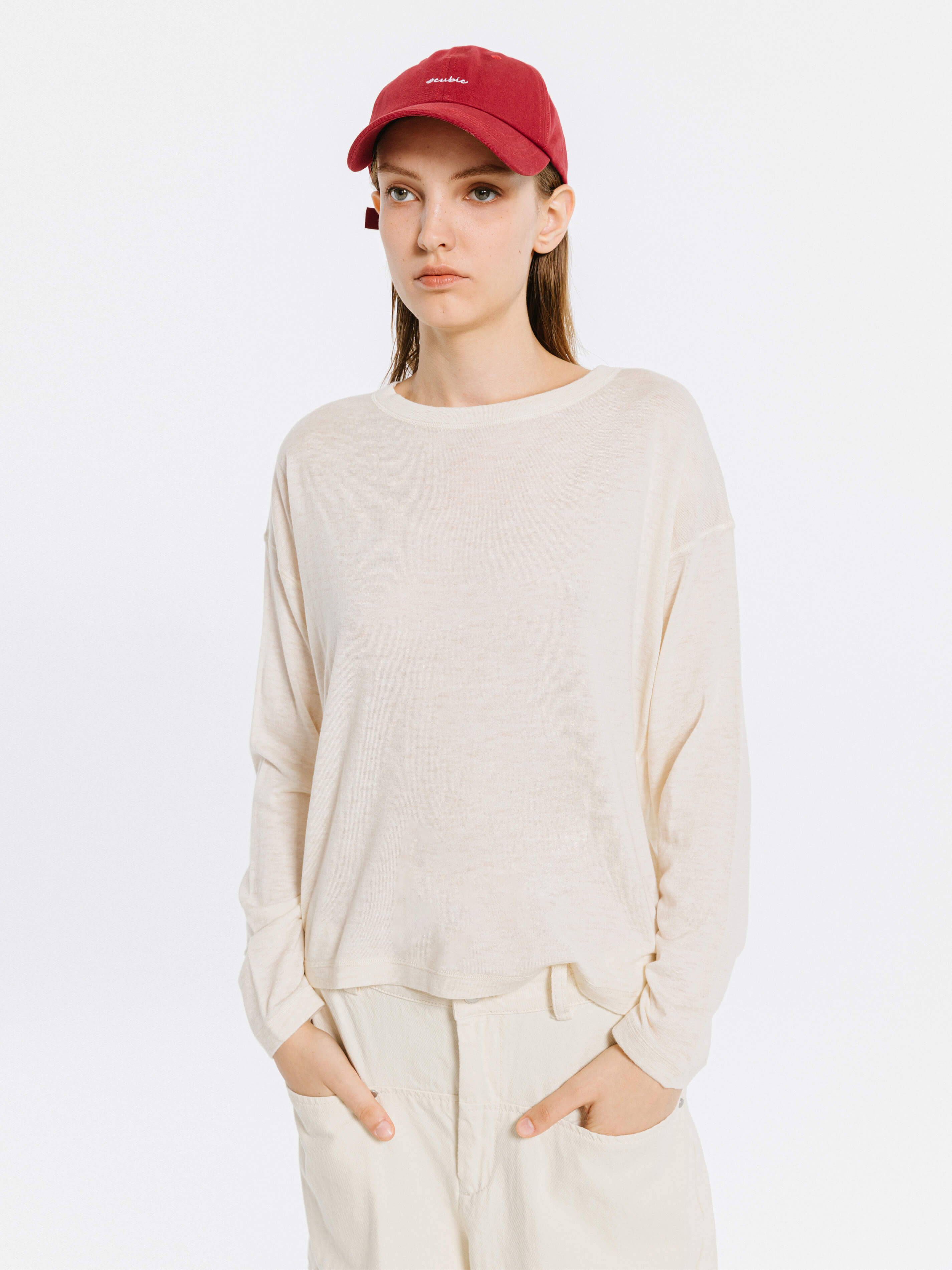 Crew Neck Long Sleeve Top with Wool Blend-11