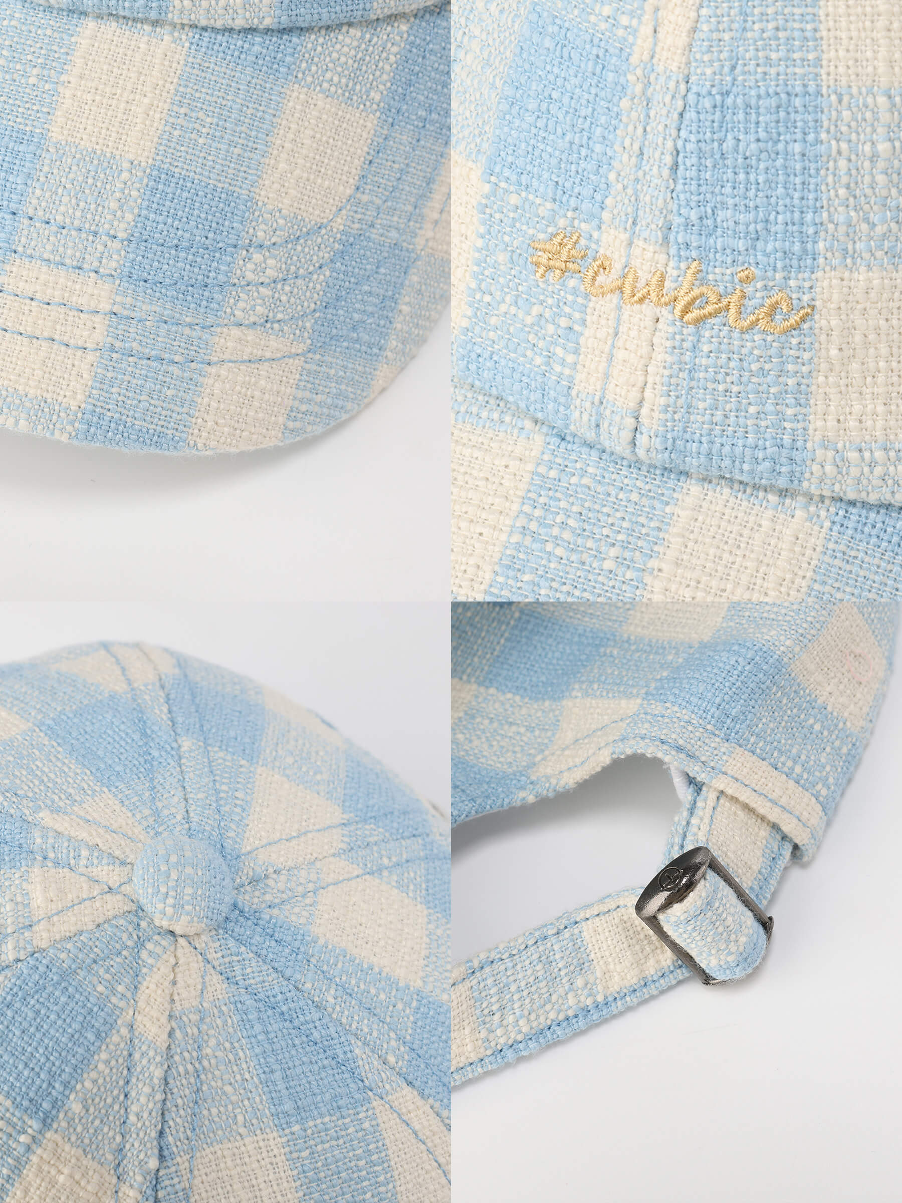 CUBIC Embroidered Plaid Pattern Cap-11