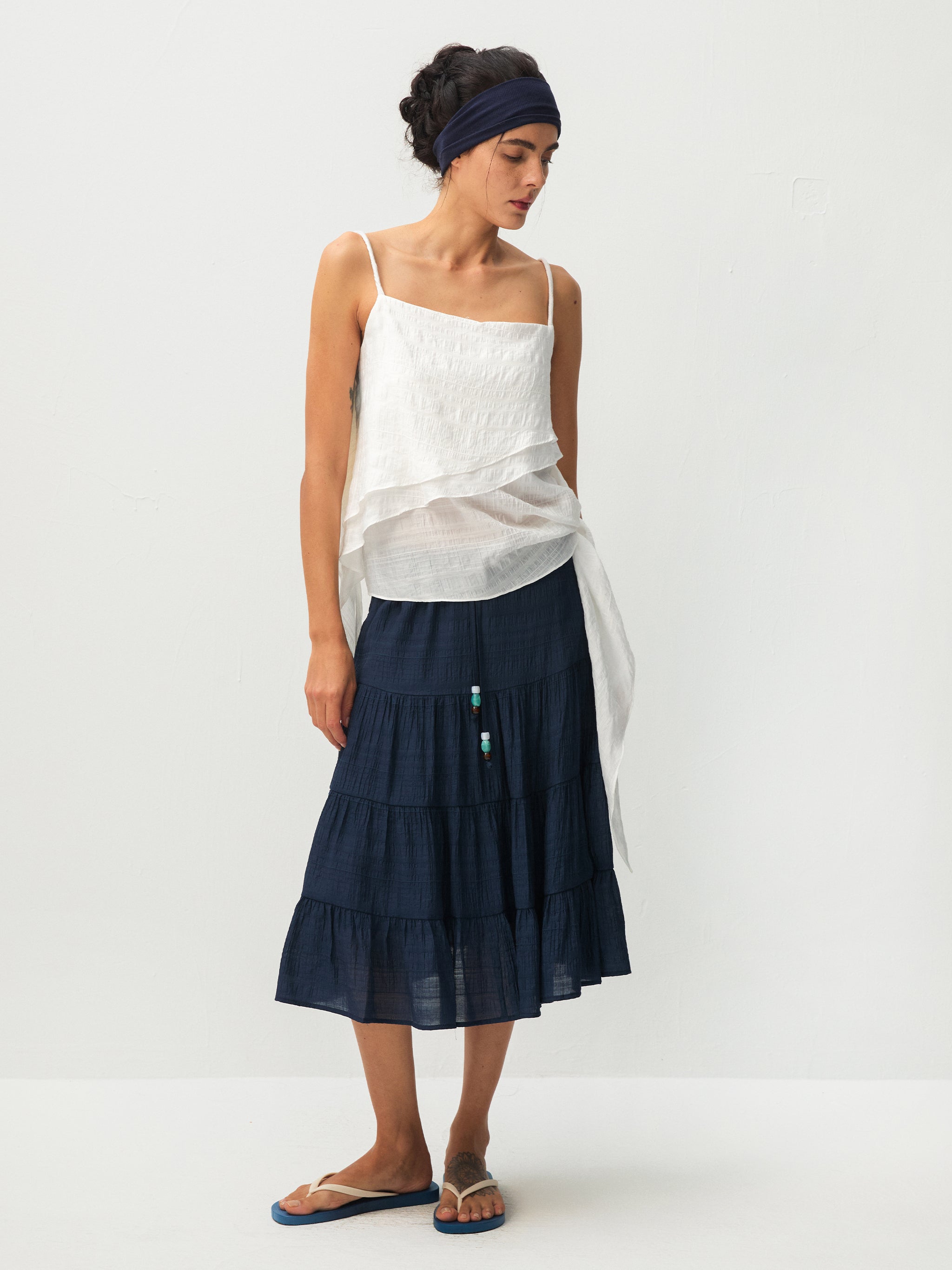 CUBIC Lyocell Asymmetrical Striped Camisole-10