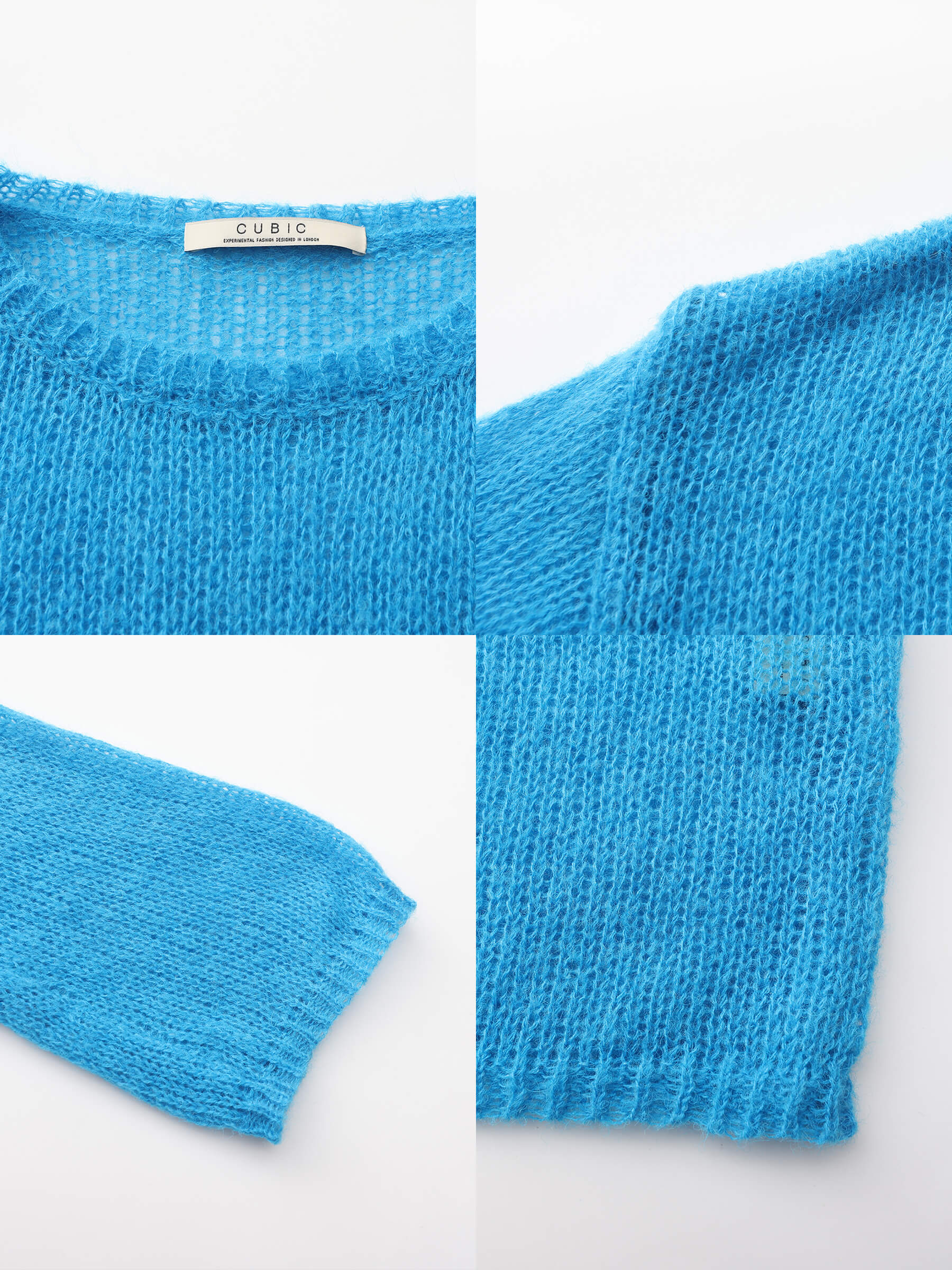 Blue Oversized Open-Knit Sweater-10