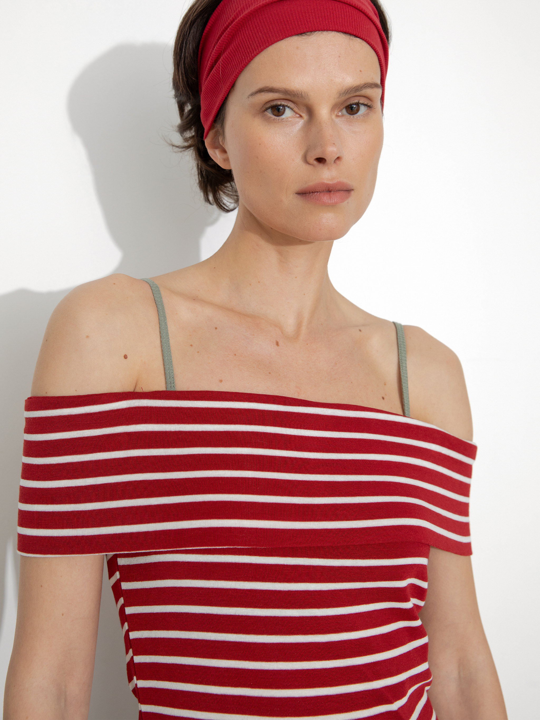 Striped Off-Shoulder Short-Sleeve Top-10