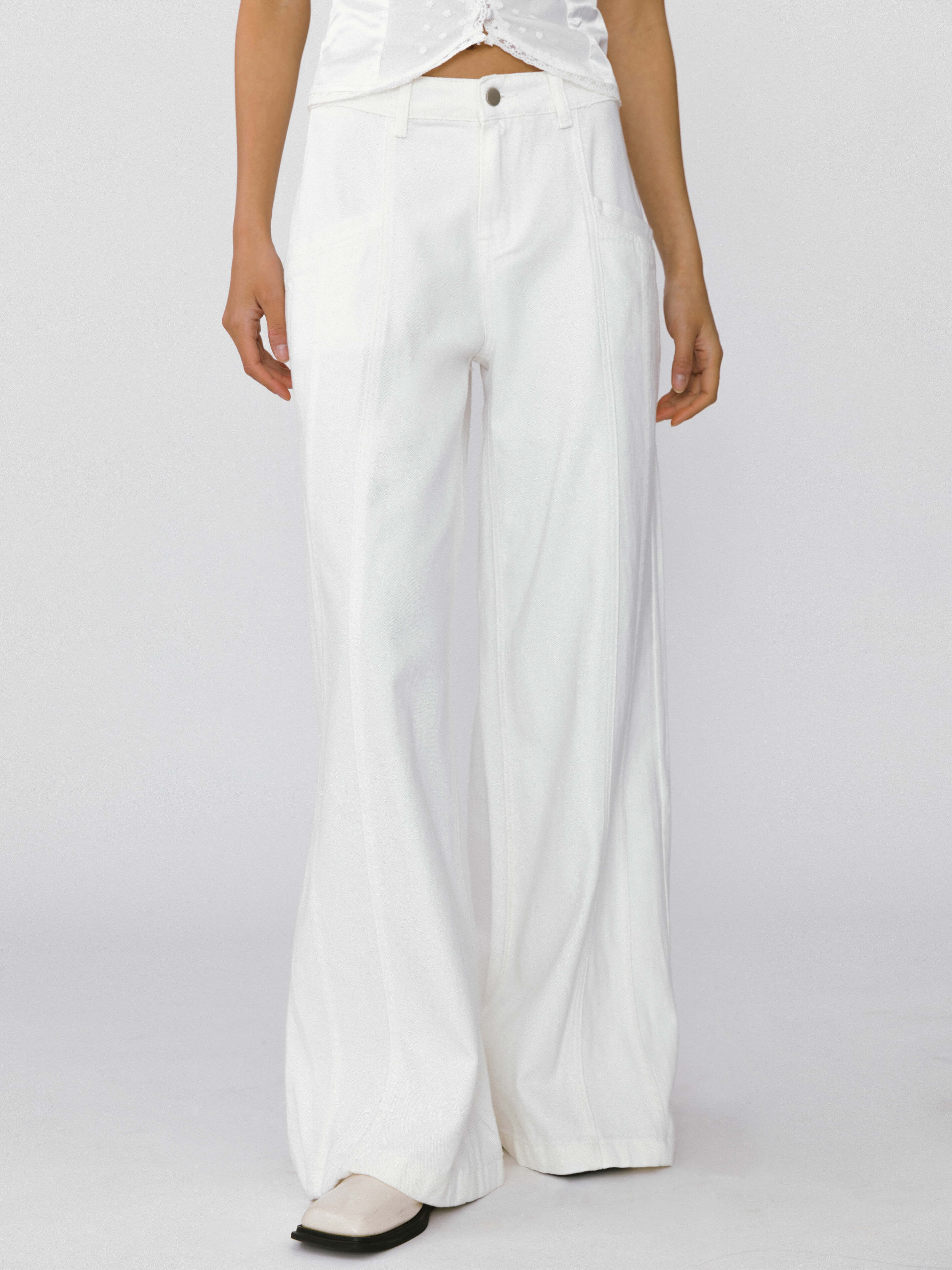 Front Stitch Wide Leg Jeans-11