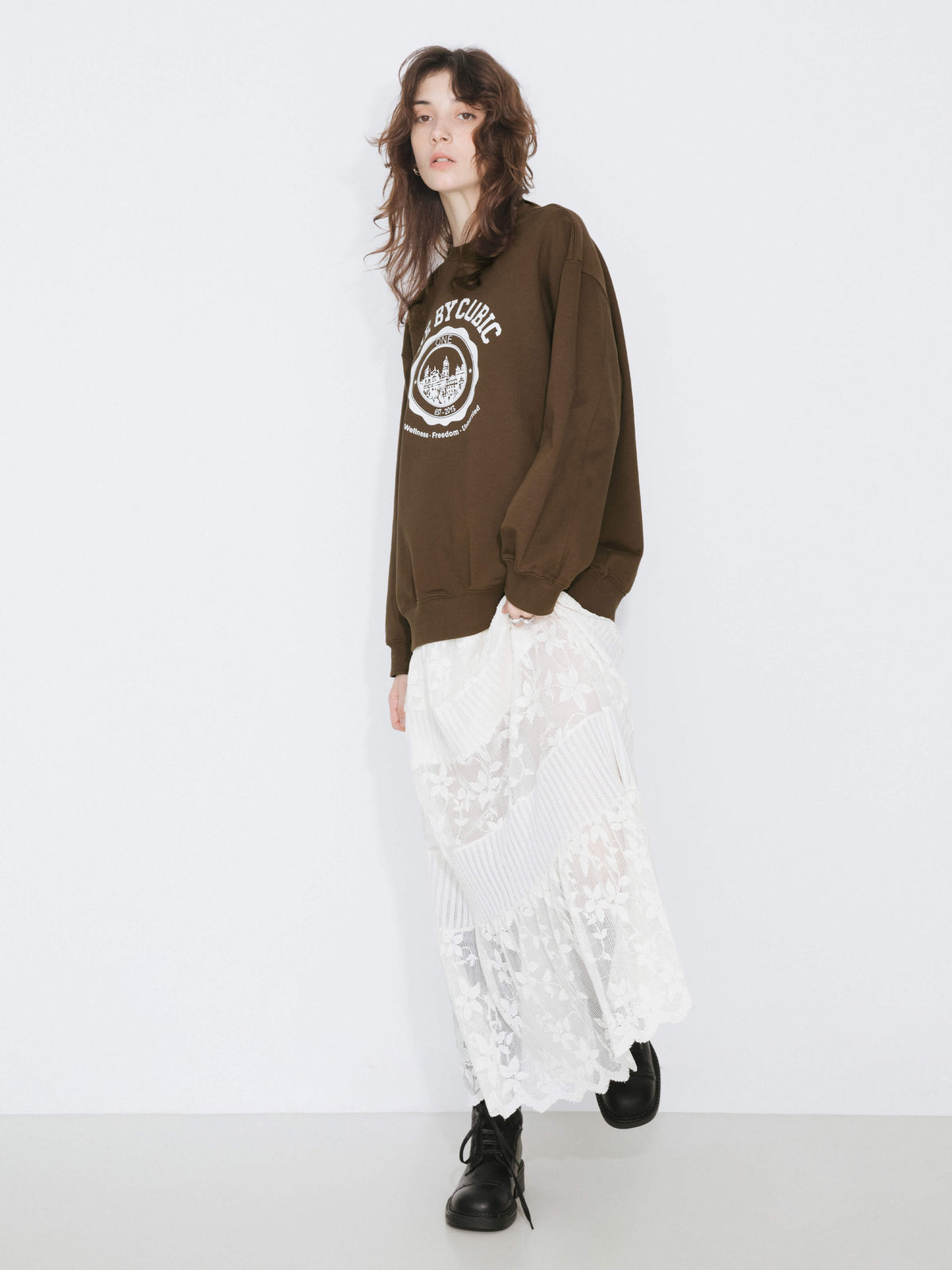 ONE BY CUBIC Oversized Crew Neck 100% Cotton Sweatshirt-6