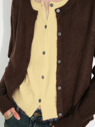 Crewneck Knit Button-Up Cardigan